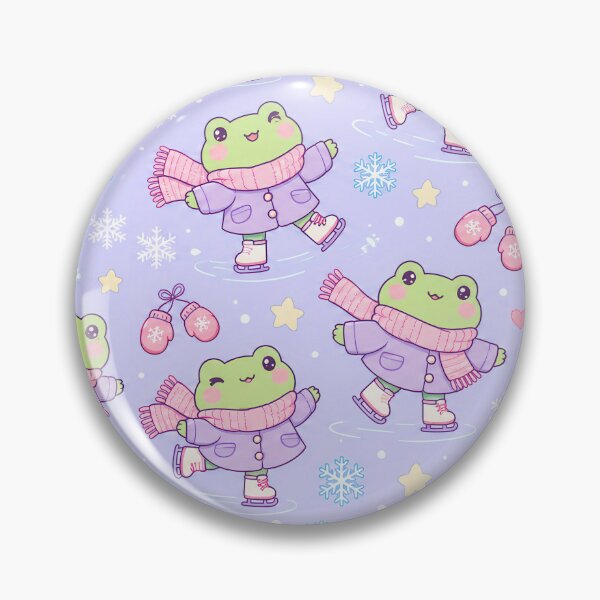 Item preview, Kawaii Frog Lavender Ice Skating Pattern designed and sold by Soft Berry Studio.