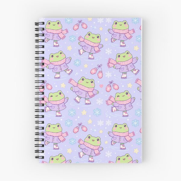 Item preview, Kawaii Frog Lavender Ice Skating Pattern designed and sold by Soft Berry Studio.