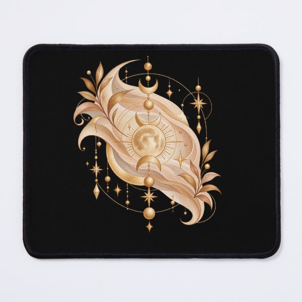 Item preview, Boho Celestial Feather Waves Sun and Moon Gold Art designed and sold by BohoMysticArt.