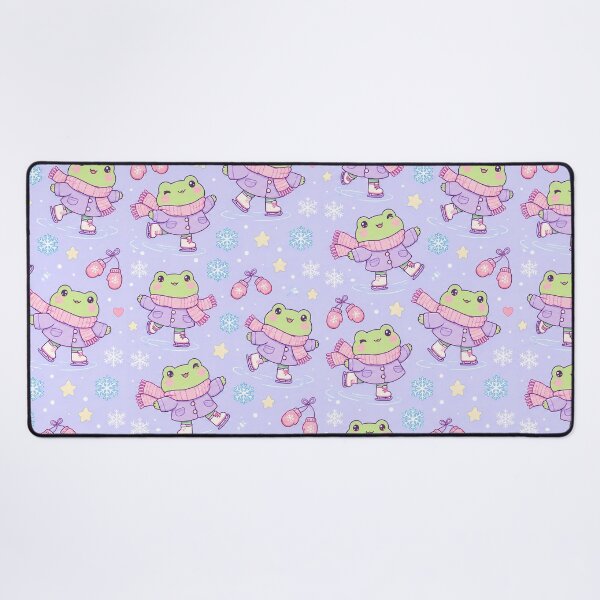 Item preview, Kawaii Frog Lavender Ice Skating Pattern designed and sold by Soft Berry Studio.