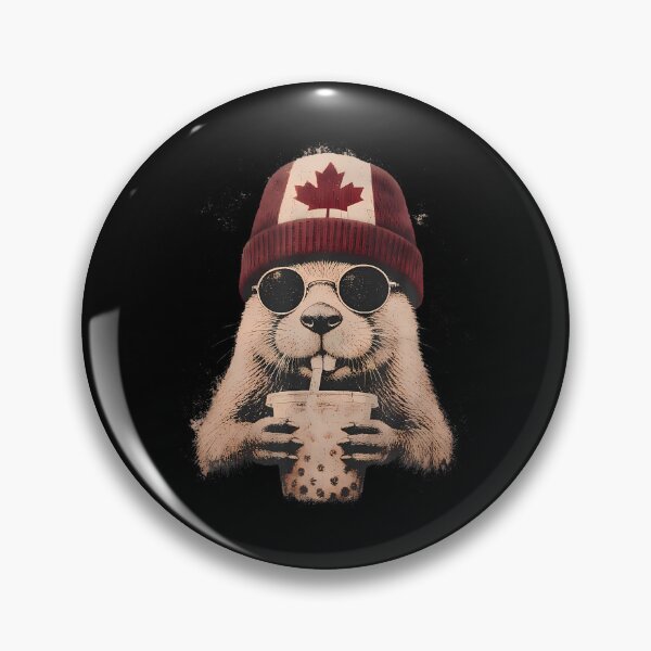 Item preview, Canada Beaver Attitude Drinking Tea Wearing Beanie designed and sold by snailslowdance.