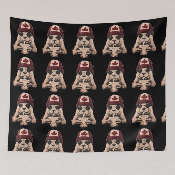 Item preview, Canada Beaver Attitude Drinking Tea Wearing Beanie designed and sold by snailslowdance.