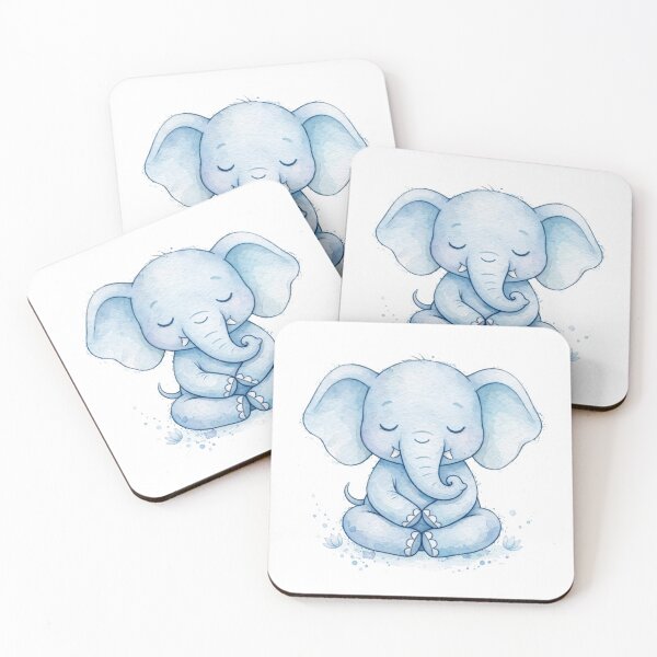 Item preview, Blue Elephant Meditating - Cute Mindful Yoga Elephant Sticker and Nursery Art designed and sold by KRVC Studio .