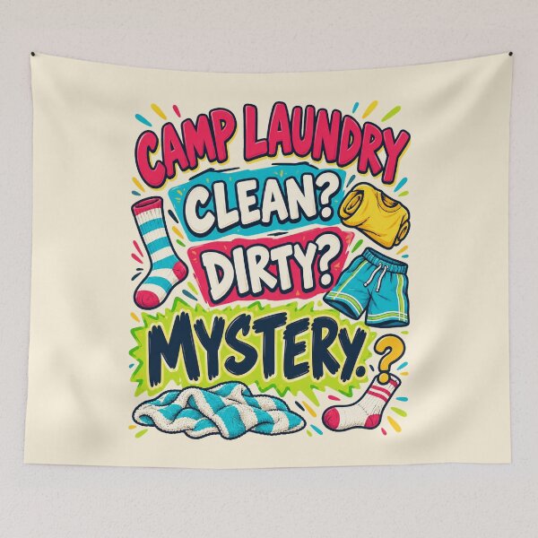 Item preview, Camp Laundry – Clean Dirty Mystery Funny Summer Camp Drawstring Bag designed and sold by astersgraphics.