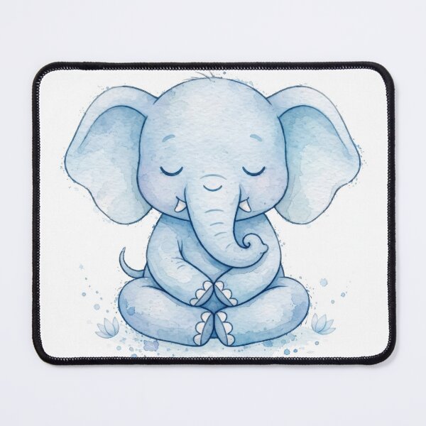 Item preview, Blue Elephant Meditating - Cute Mindful Yoga Elephant Sticker and Nursery Art designed and sold by KRVC Studio .