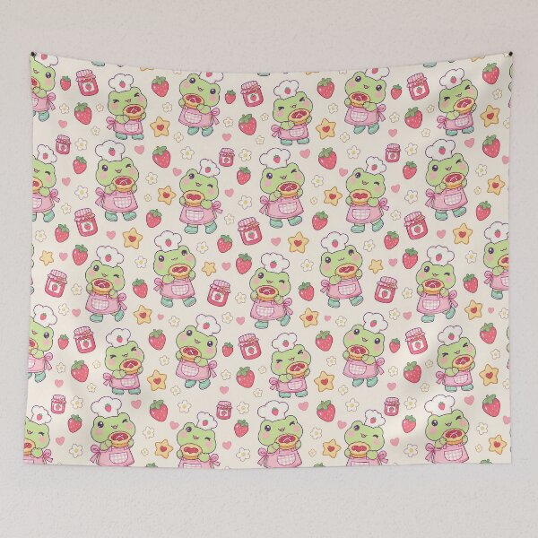 Item preview, Kawaii Frog Strawberry Jam Baker Pattern designed and sold by Soft Berry Studio.