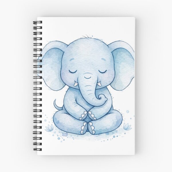 Item preview, Blue Elephant Meditating - Cute Mindful Yoga Elephant Sticker and Nursery Art designed and sold by KRVC Studio .