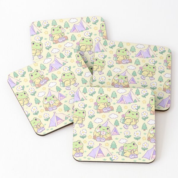 Item preview, Kawaii Frog Daisy Camping Pattern designed and sold by Soft Berry Studio.
