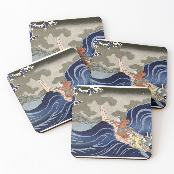 Item preview, Nichiren Conjures the Waves at Kakuda by Utagawa Kuniyoshi, circa 1831 designed and sold by Exhumed Archives.