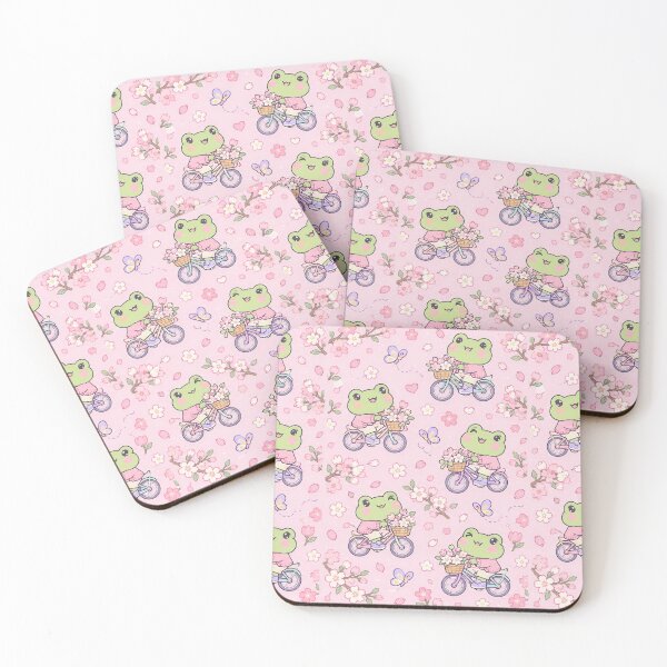 Item preview, Kawaii Frog Cherry Blossom Bicycle Pattern designed and sold by Soft Berry Studio.
