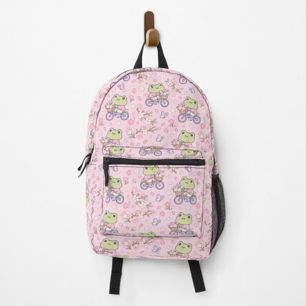 Item preview, Kawaii Frog Cherry Blossom Bicycle Pattern designed and sold by Soft Berry Studio.