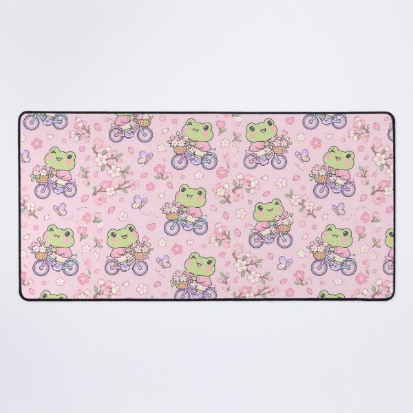 Item preview, Kawaii Frog Cherry Blossom Bicycle Pattern designed and sold by Soft Berry Studio.