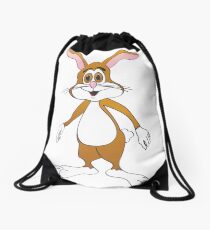 Brown Cartoon Bunny Rabbit Drawstring Bag