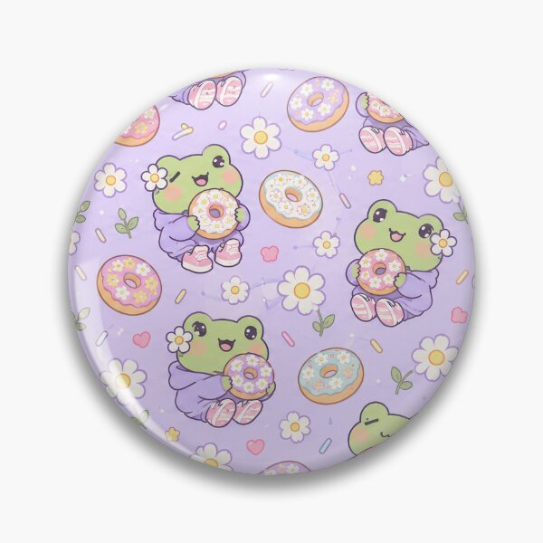 Item preview, Kawaii Frog Flower Donut Pattern designed and sold by Soft Berry Studio.