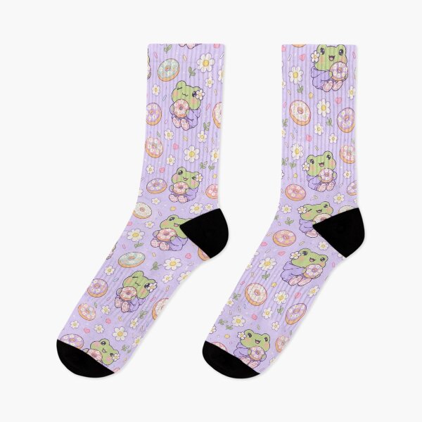 Item preview, Kawaii Frog Flower Donut Pattern designed and sold by Soft Berry Studio.