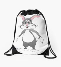 Grey Cartoon Bunny Rabbit Drawstring Bag
