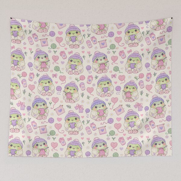 Item preview, Kawaii Frog Cozy Knitting Pattern designed and sold by Soft Berry Studio.