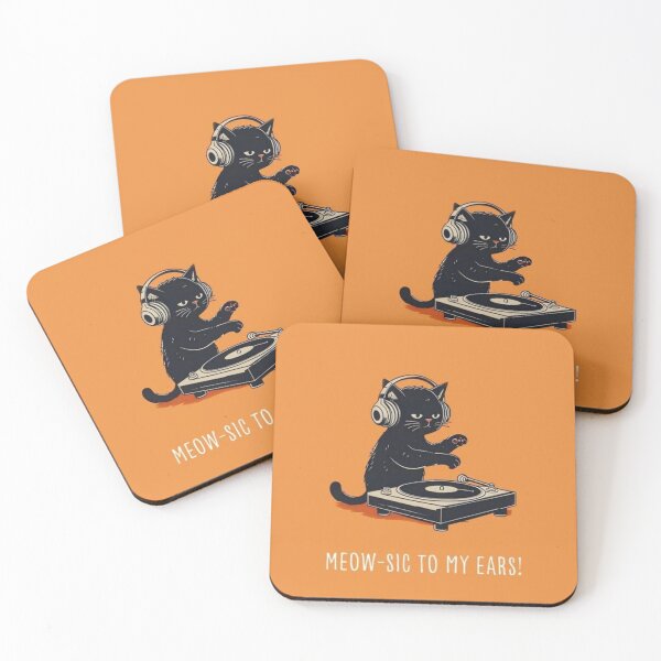 Item preview, Meow-Sic to My Ears Funny DJ Cat Music Lover Retro Design designed and sold by anemiche.