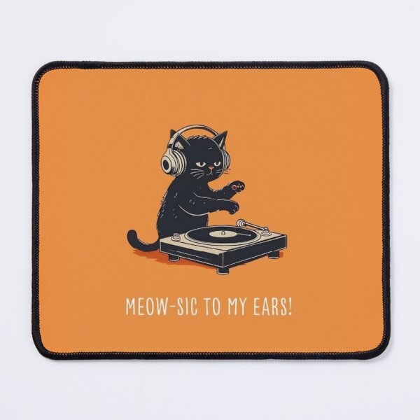 Item preview, Meow-Sic to My Ears Funny DJ Cat Music Lover Retro Design designed and sold by anemiche.