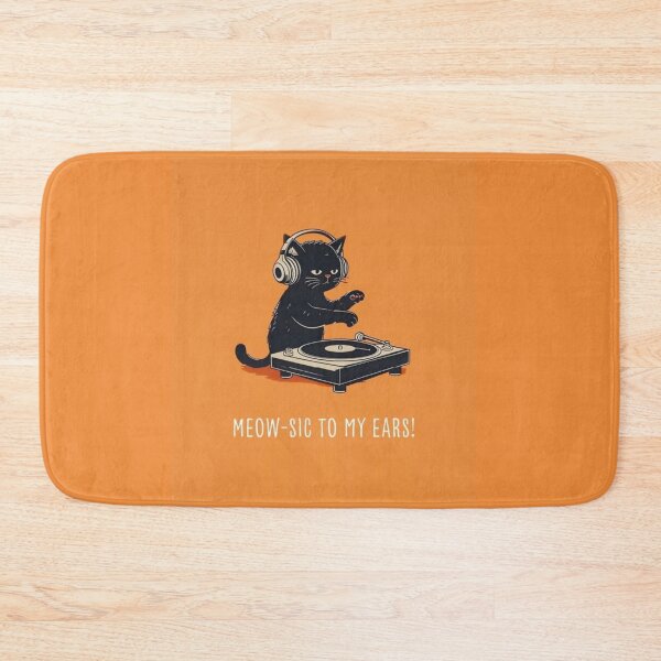 Item preview, Meow-Sic to My Ears Funny DJ Cat Music Lover Retro Design designed and sold by anemiche.