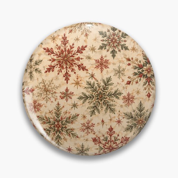 Item preview, Vintage Christmas Snowflake Red Green Gold designed and sold by mycute-stickers.