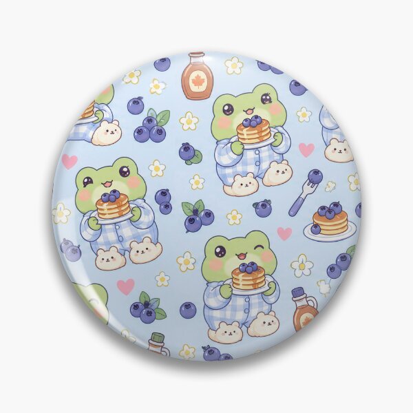 Item preview, Kawaii Frog Blueberry Pancake Breakfast Pattern designed and sold by Soft Berry Studio.