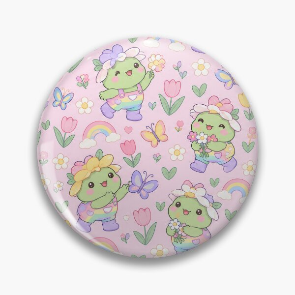 Item preview, Kawaii Frog Rainbow Butterfly Garden Pattern designed and sold by Soft Berry Studio.