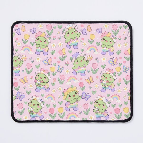 Item preview, Kawaii Frog Rainbow Butterfly Garden Pattern designed and sold by Soft Berry Studio.