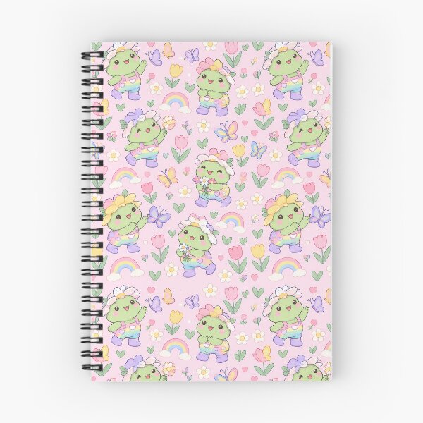 Item preview, Kawaii Frog Rainbow Butterfly Garden Pattern designed and sold by Soft Berry Studio.