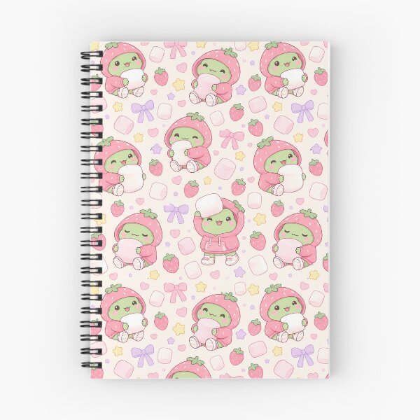 Item preview, Kawaii Frog Strawberry Marshmallow Pattern designed and sold by Soft Berry Studio.