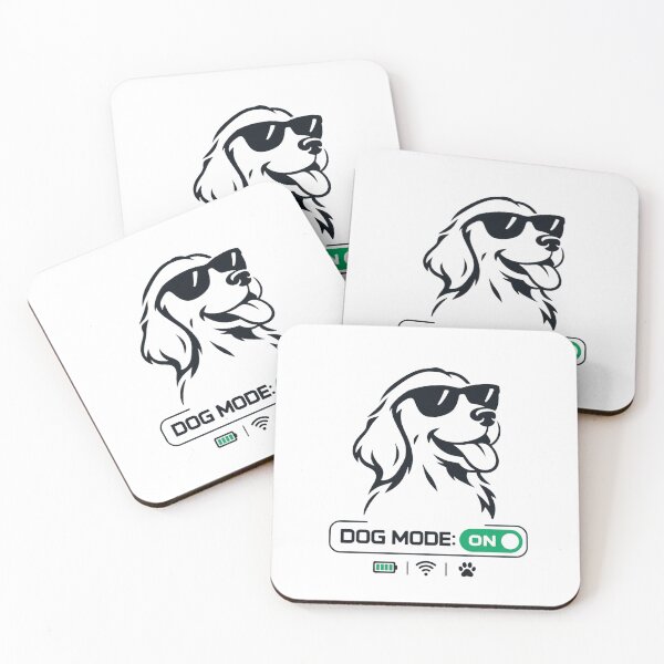 Item preview, Dog Mode On Minimalist Outline - Cool Golden Retriever Sunglasses Tech Sticker designed and sold by VYBEHAUS.