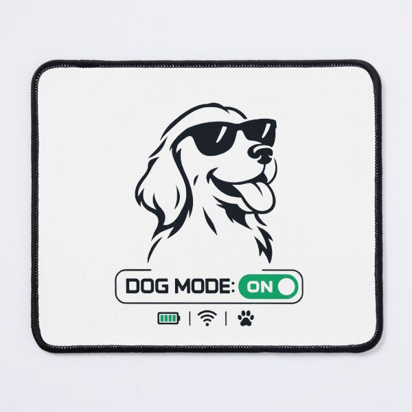 Item preview, Dog Mode On Minimalist Outline - Cool Golden Retriever Sunglasses Tech Sticker designed and sold by VYBEHAUS.