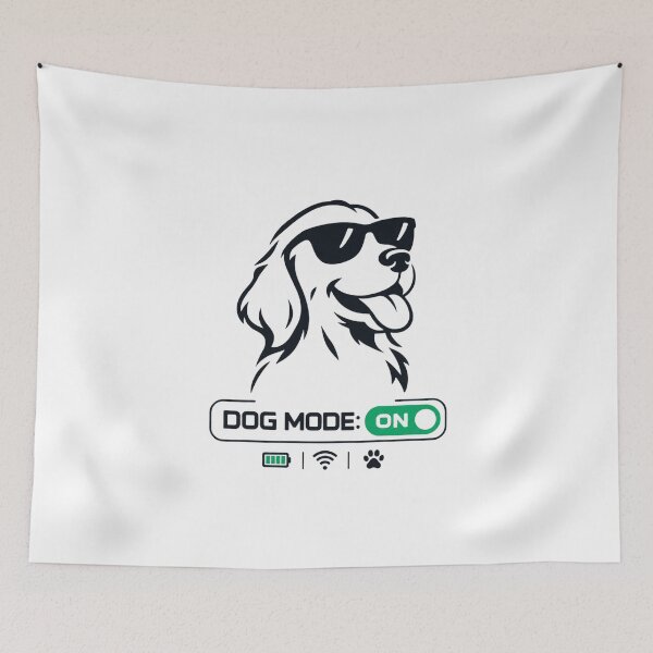 Item preview, Dog Mode On Minimalist Outline - Cool Golden Retriever Sunglasses Tech Sticker designed and sold by VYBEHAUS.