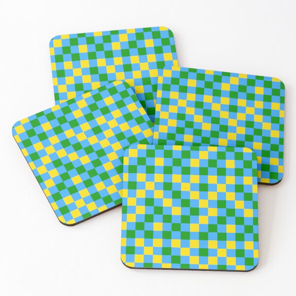 Item preview, Green And Yellow On Cyan Checkered Pattern   designed and sold by PatternTitan.