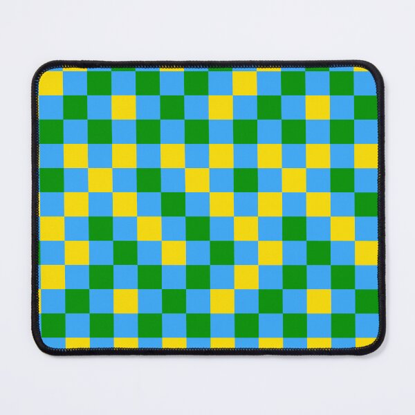 Item preview, Green And Yellow On Cyan Checkered Pattern designed and sold by PatternTitan.