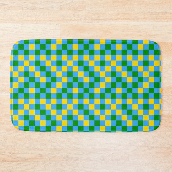 Item preview, Green And Yellow On Cyan Checkered Pattern   designed and sold by PatternTitan.