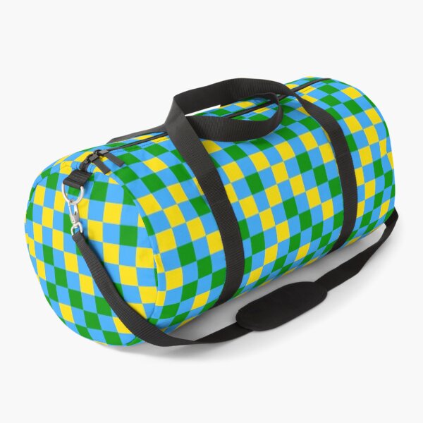 Item preview, Green And Yellow On Cyan Checkered Pattern   designed and sold by PatternTitan.