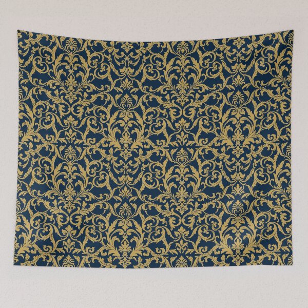 Item preview, Navy Gold Baroque Damask Ornate Pattern designed and sold by AIG - Andrei Ilie Graphics.