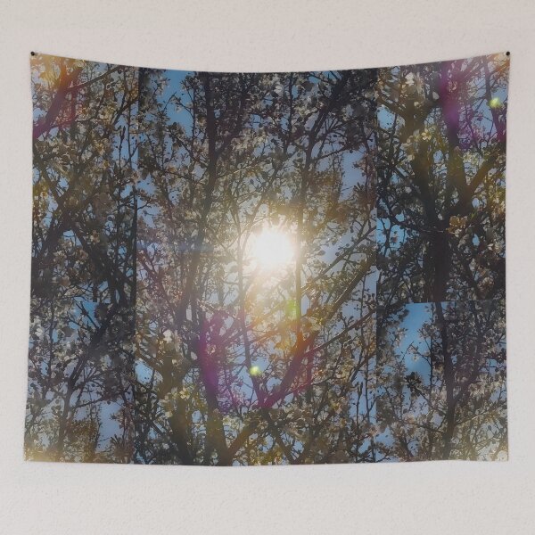 Item preview, Cherry Blossom Sunburst Canvas Print | Spring Cherry Tree Wall Art | Sun Flare Nature Photography Poster | Blooming Tree Fine Art designed and sold by SergioMiklos.