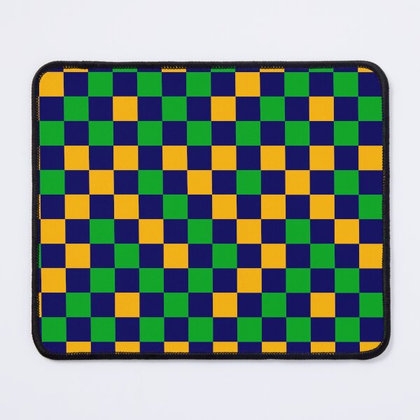 Item preview, Green And Yellow On Navy Blue Checkered Pattern designed and sold by PatternTitan.