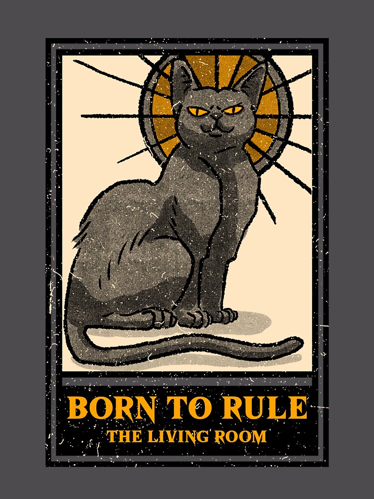Aperçu 6 sur 6. Sweatshirt premium oversize avec l'œuvre Born to Rule the Living Room Cat Lover Humor T-shirt créée et vendue par RKDesignVault99.