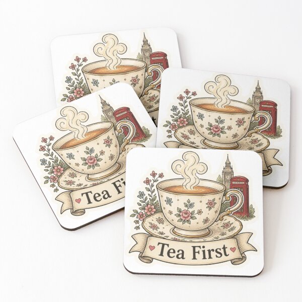 Item preview, ​"Tea First" Vintage London Teacup & Landmarks Sticker designed and sold by PrintWavePro.