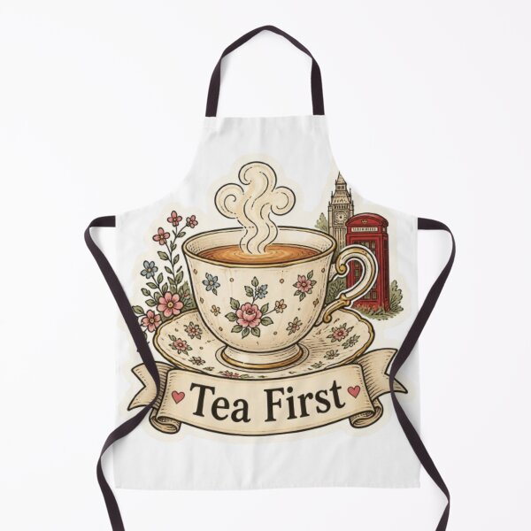 Item preview, ​"Tea First" Vintage London Teacup & Landmarks Sticker designed and sold by PrintWavePro.