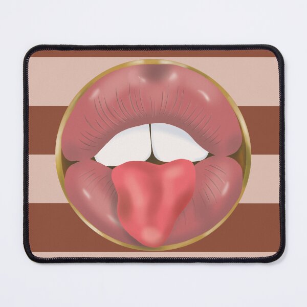 Item preview, Rebel Lips Pop Art – Duotone stripes Brown BEige Old Pink Lips designed and sold by GoldenRebels.