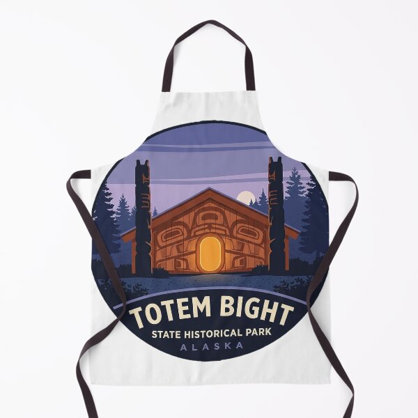 Item preview, Totem Bight Clan House at Dusk Ketchikan Alaska Circle Sticker designed and sold by DetourDgn.