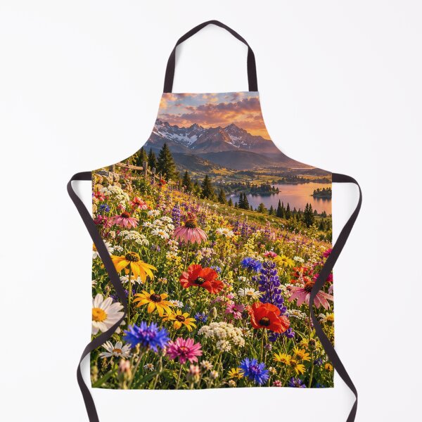 Item preview, Mountain Wildflower Meadow Lake Sunset Alpine Landscape Wall Art designed and sold by IRON SIREN.