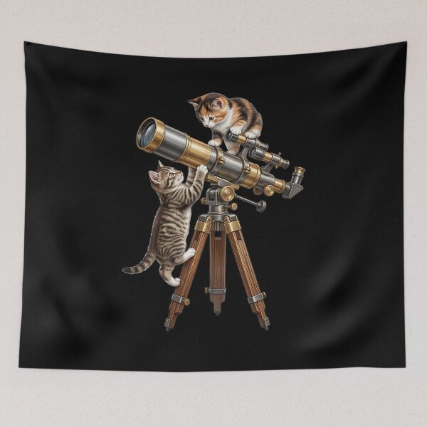 Item preview, Cute cats with telescope designed and sold by ReneMM.