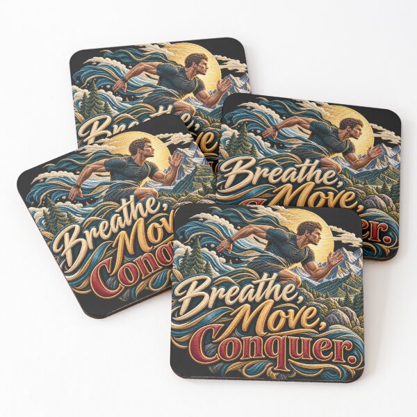 Item preview, Breathe Move Conquer Motivational Running Embroidery Design designed and sold by Emoji Emblems.