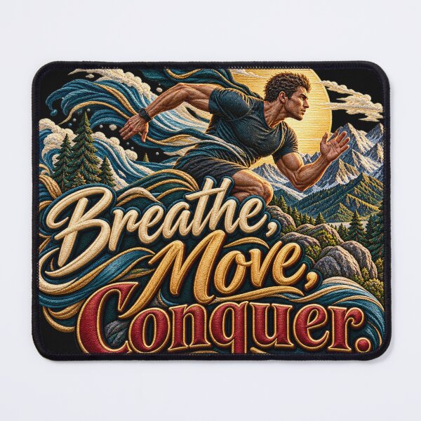 Item preview, Breathe Move Conquer Motivational Running Embroidery Design designed and sold by Emoji Emblems.
