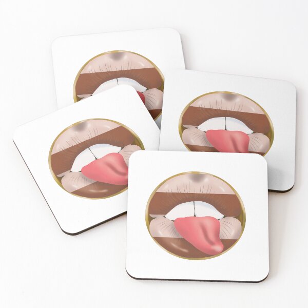 Item preview, Rebel Lips Pop Art – Stripes brown beige pink tongue designed and sold by GoldenRebels.